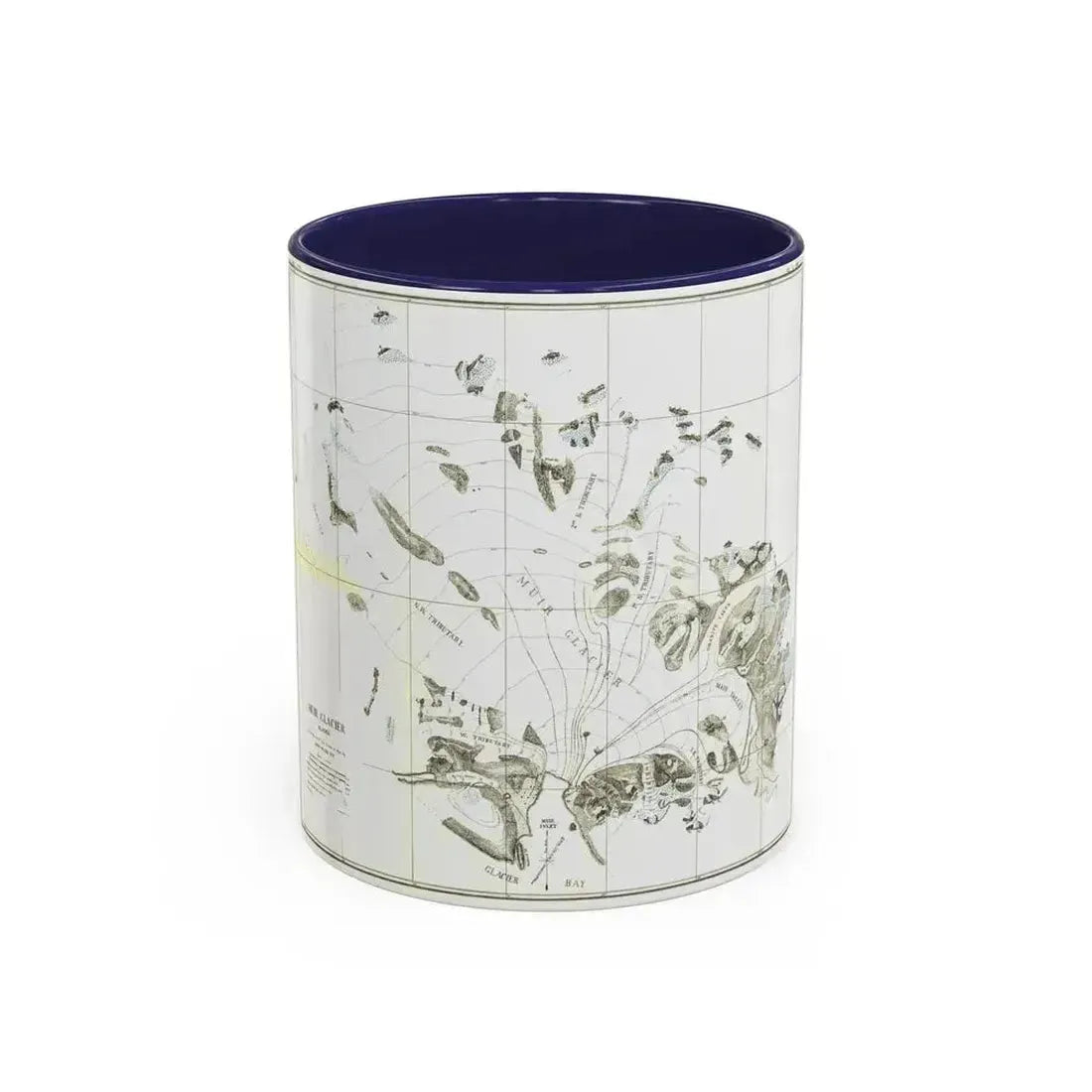 Alaska - Muir Glacier (1890) (Map) Accent Coffee Mug 11oz Navy - Go Mug Yourself