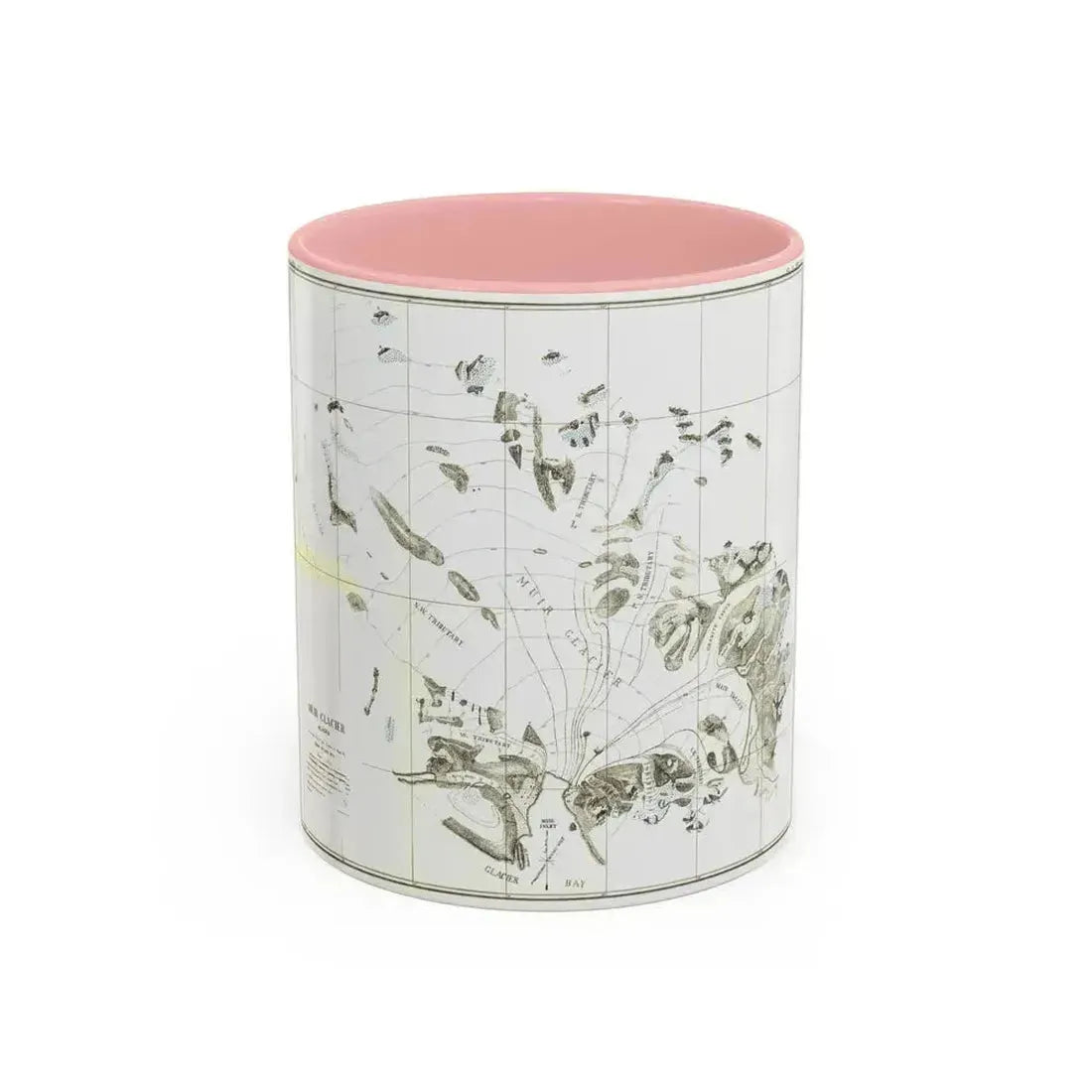 Alaska - Muir Glacier (1890) (Map) Accent Coffee Mug 11oz Pink - Go Mug Yourself