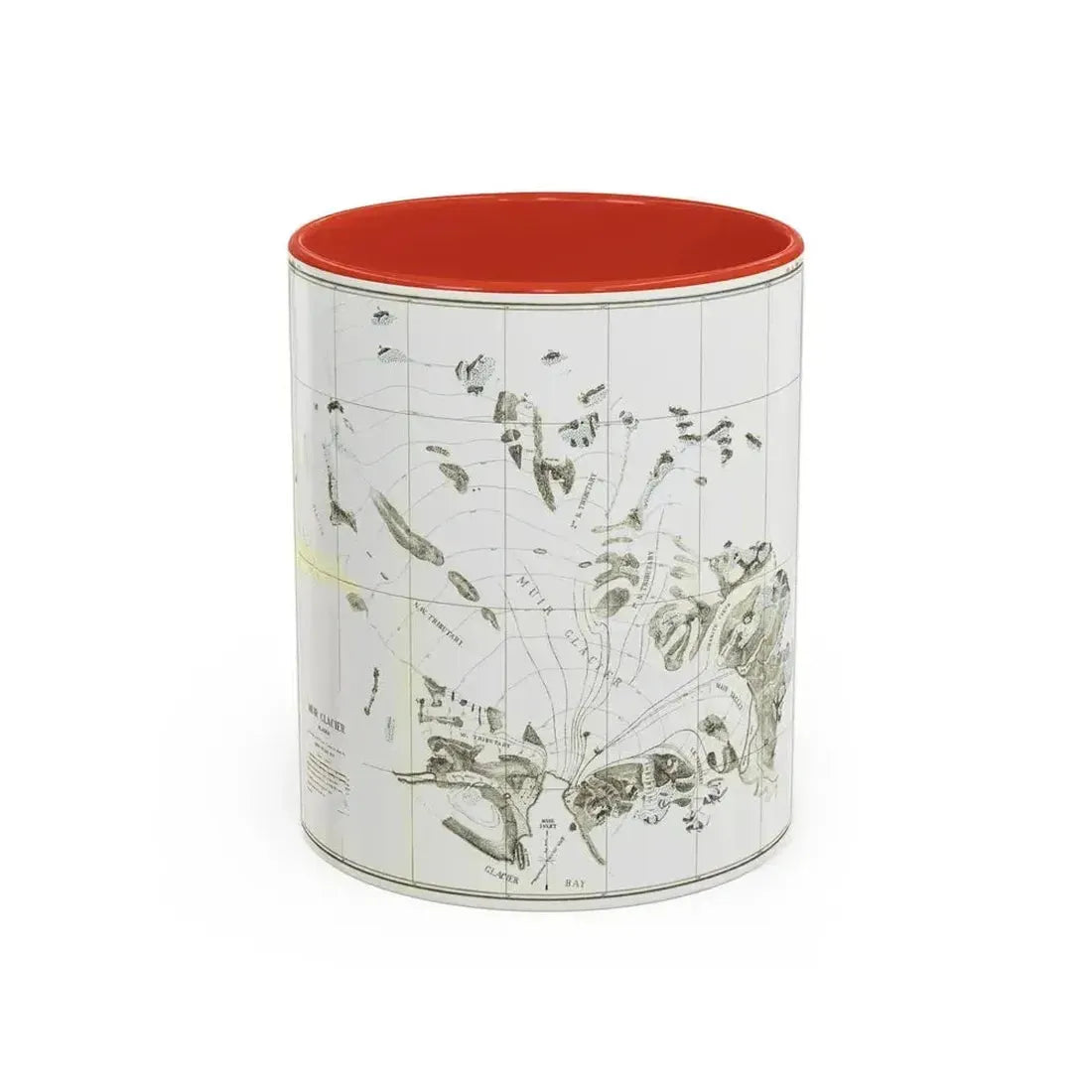 Alaska - Muir Glacier (1890) (Map) Accent Coffee Mug 11oz Red - Go Mug Yourself
