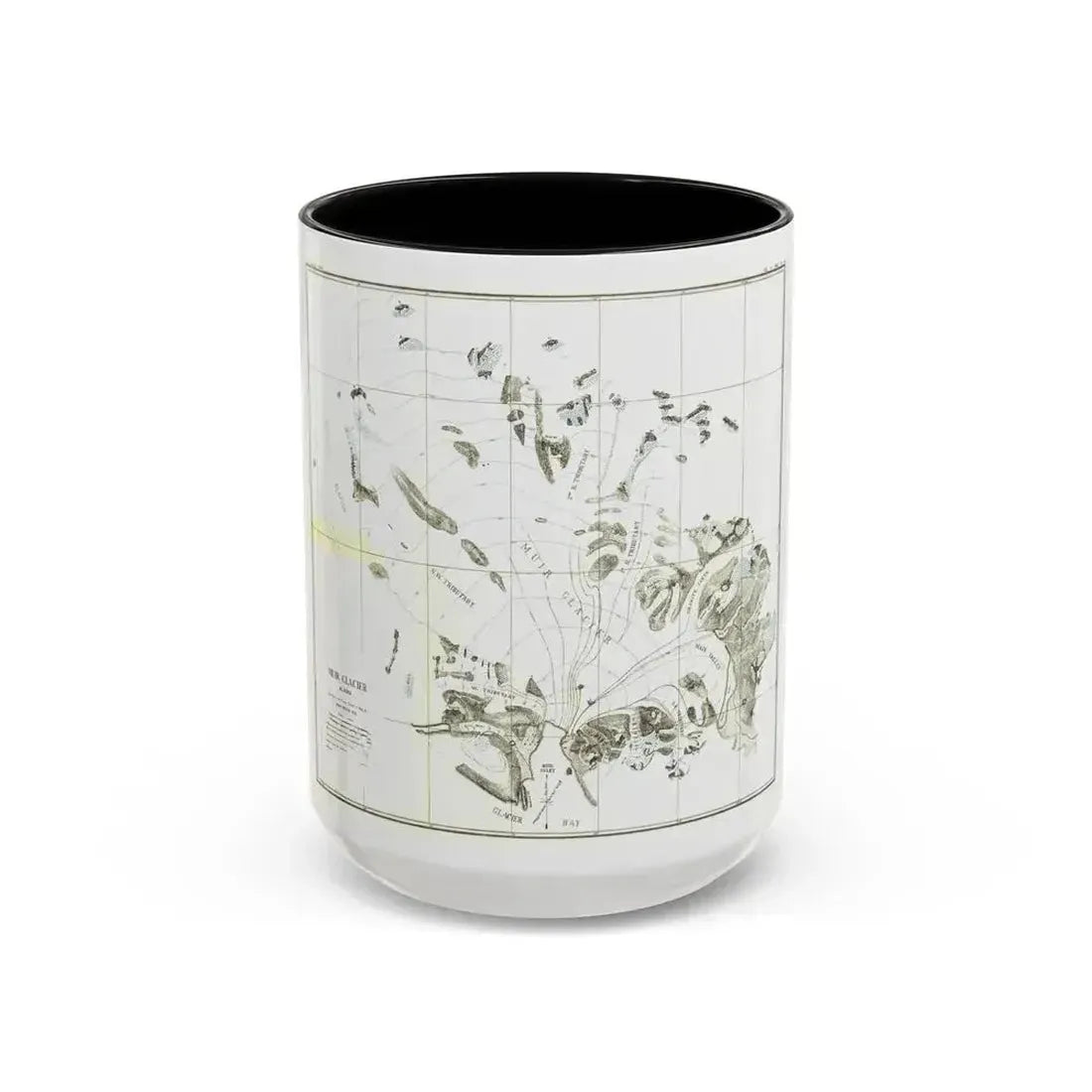 Alaska - Muir Glacier (1890) (Map) Accent Coffee Mug 15oz Black - Go Mug Yourself