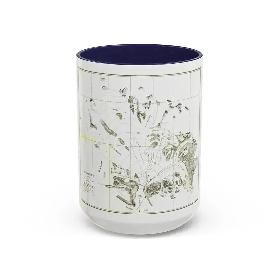 Alaska - Muir Glacier (1890) (Map) Accent Coffee Mug 15oz Navy - Go Mug Yourself