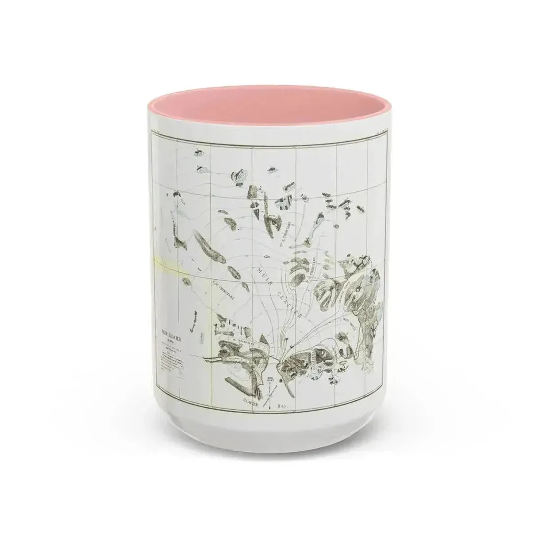 Alaska - Muir Glacier (1890) (Map) Accent Coffee Mug 15oz Pink - Go Mug Yourself