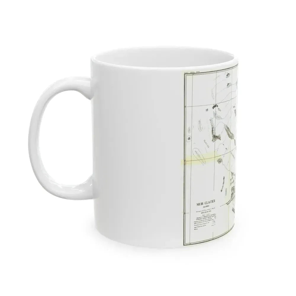 Alaska - Muir Glacier (1890) (Map) White Coffee Mug - Go Mug Yourself