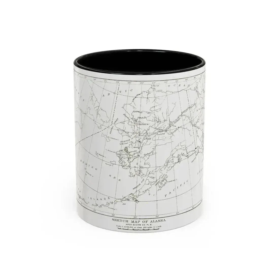 Alaska - Sketch Map (1891) (Map) Accent Coffee Mug 11oz Black - Go Mug Yourself