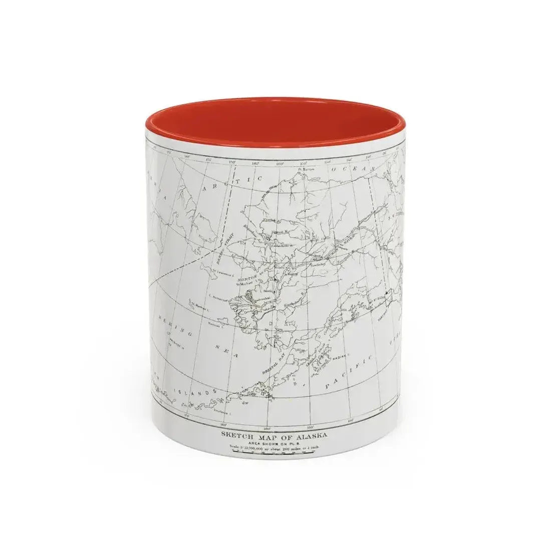Alaska - Sketch Map (1891) (Map) Accent Coffee Mug 11oz Red - Go Mug Yourself