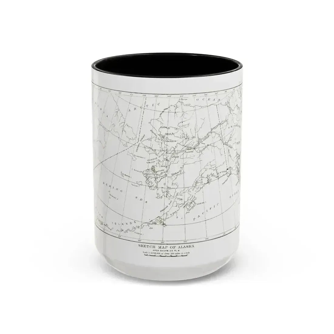 Alaska - Sketch Map (1891) (Map) Accent Coffee Mug 15oz Black - Go Mug Yourself