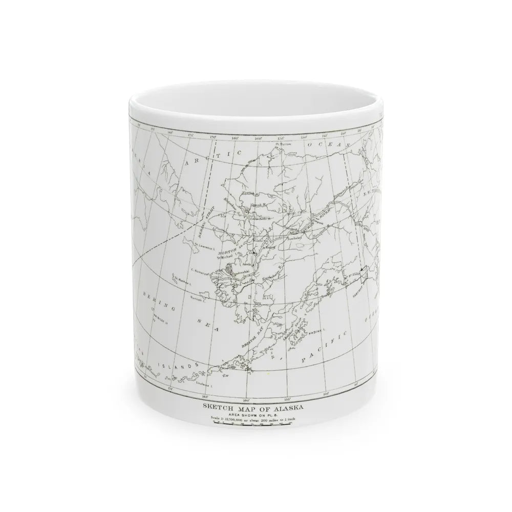 Alaska - Sketch Map (1891) (Map) White Coffee Mug-11oz-Go Mug Yourself