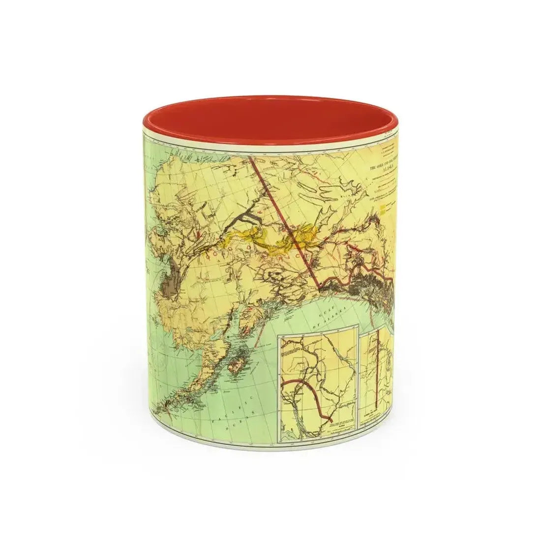 Alaska - The Gold & Coal Fields (1898) (Map) Accent Coffee Mug 11oz Red - Go Mug Yourself
