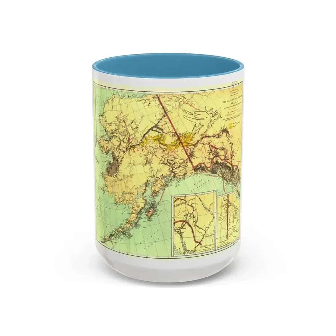 Alaska - The Gold & Coal Fields (1898) (Map) Accent Coffee Mug 15oz Light Blue - Go Mug Yourself