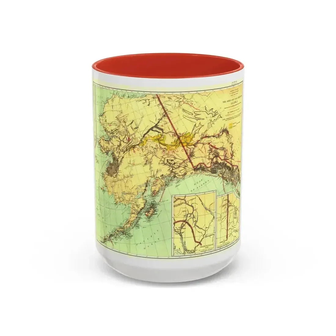 Alaska - The Gold & Coal Fields (1898) (Map) Accent Coffee Mug 15oz Red - Go Mug Yourself