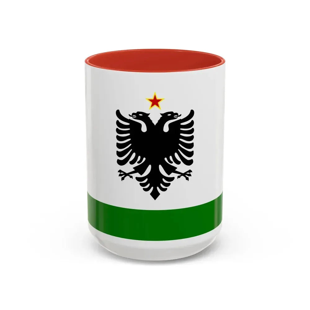 Albanian Coast Guard Ensign to 1958 to 1992 - Accent Coffee Mug 15oz Red - Go Mug Yourself