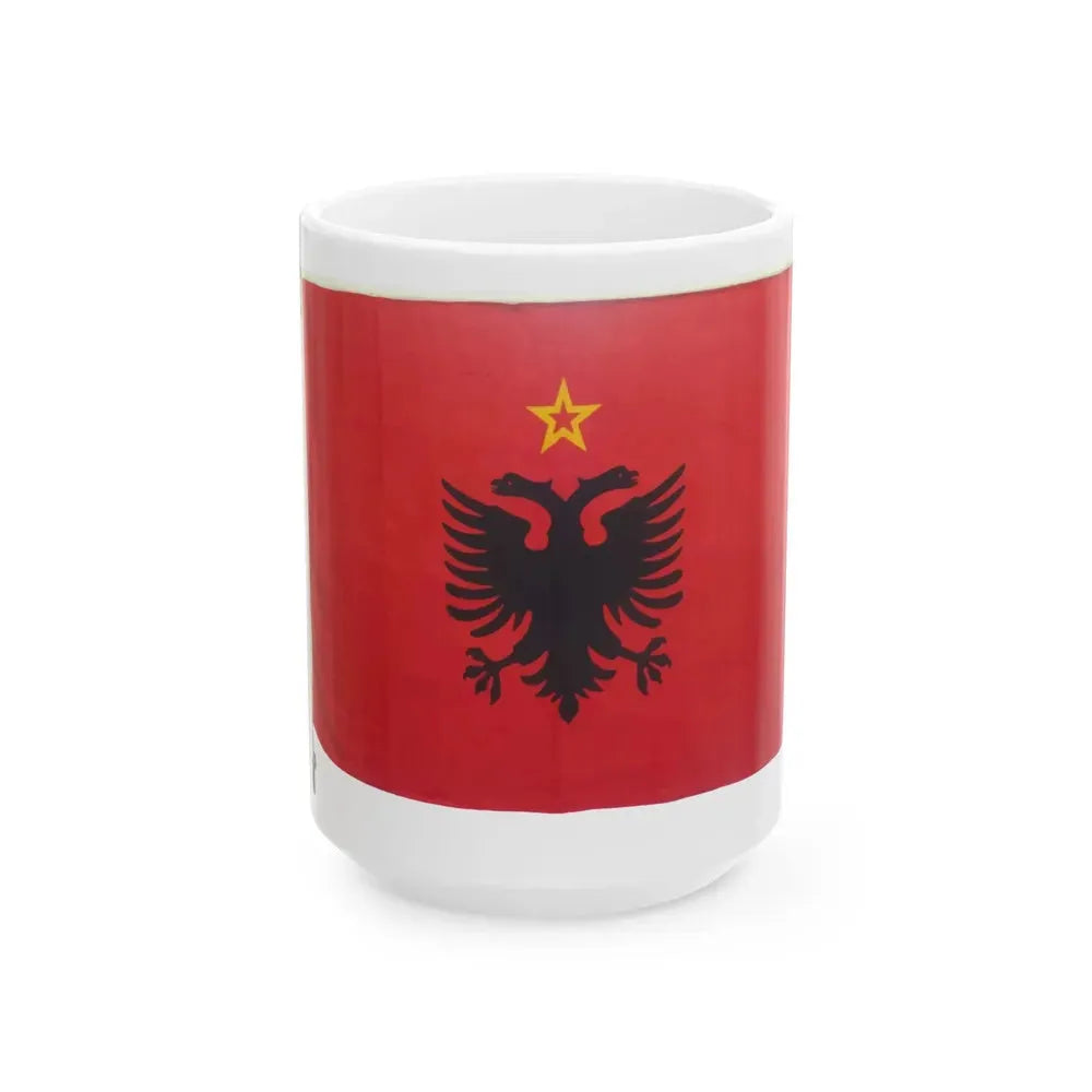 Albanian State Flag used at the UN 1970s (Albania) White Coffee Mug 15oz - Go Mug Yourself