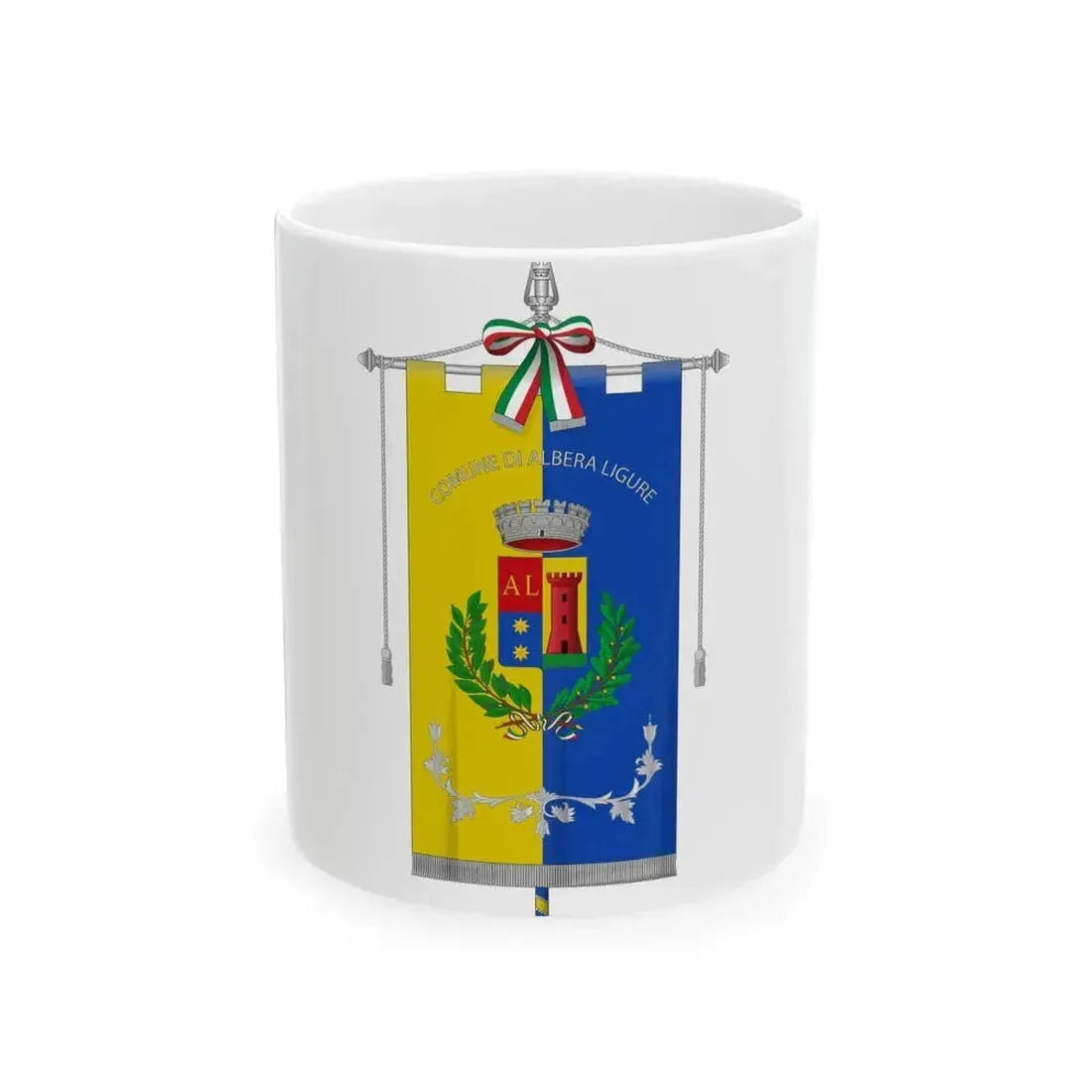 Albera Ligure-Gonfalone (Italy) White Coffee Mug 11oz - Go Mug Yourself