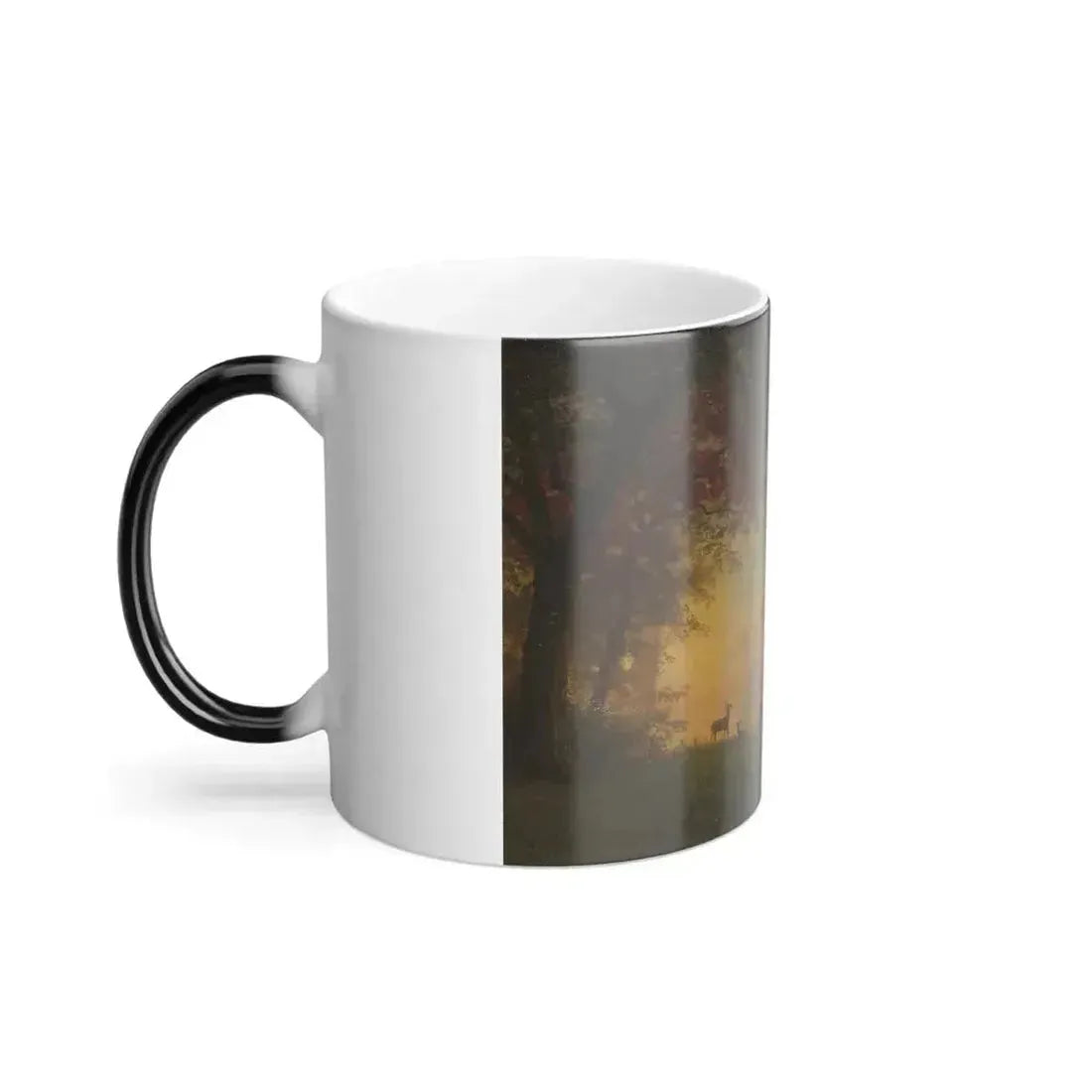 Albert Bierstadt (1830-1902) Indian Sunset Deer By a Lake - Oil on Canvas - Color Changing Mug 11oz - Go Mug Yourself