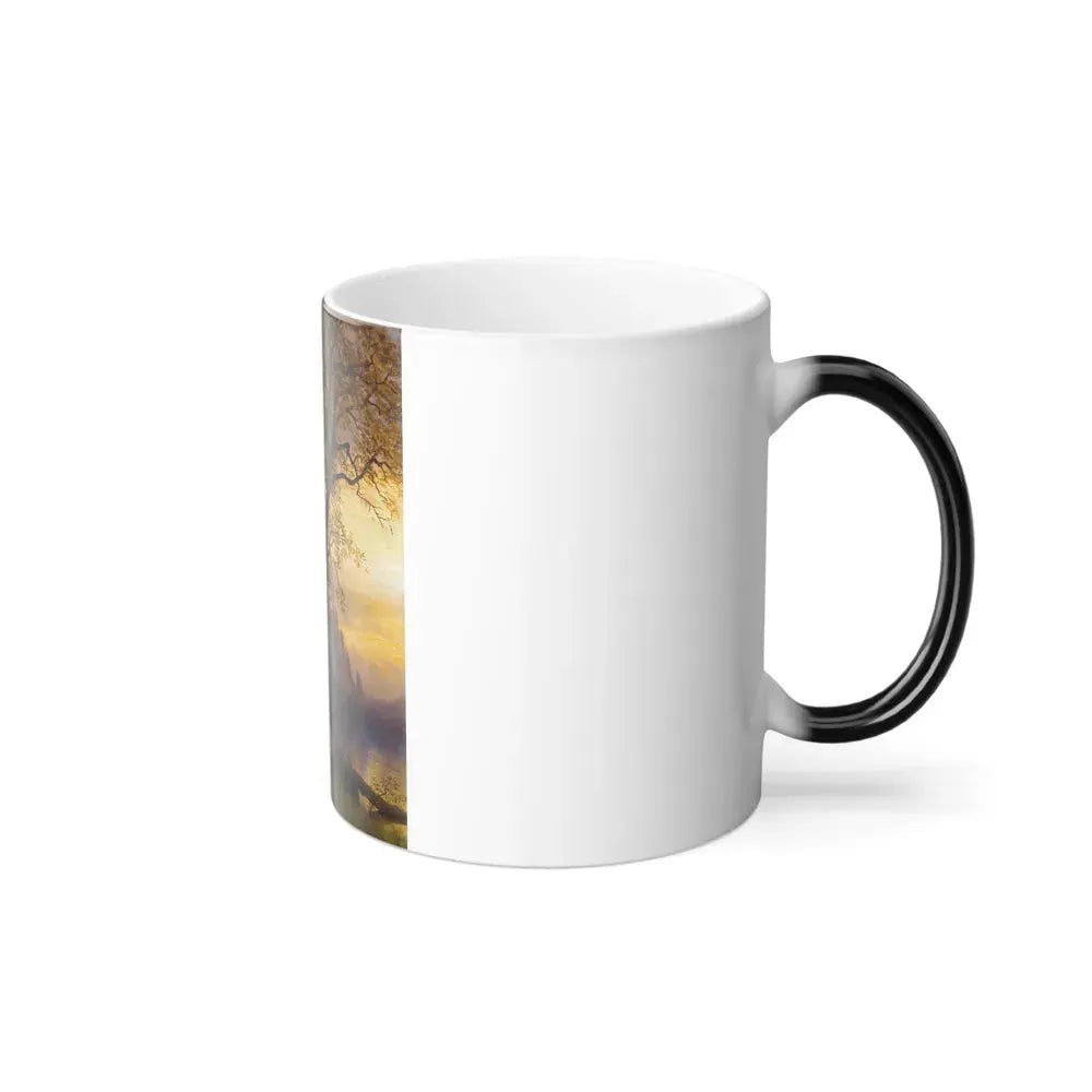 Albert Bierstadt (1830-1902) Sunset in California, Yosemite - Oil on Canvas - Color Changing Mug 11oz - Go Mug Yourself