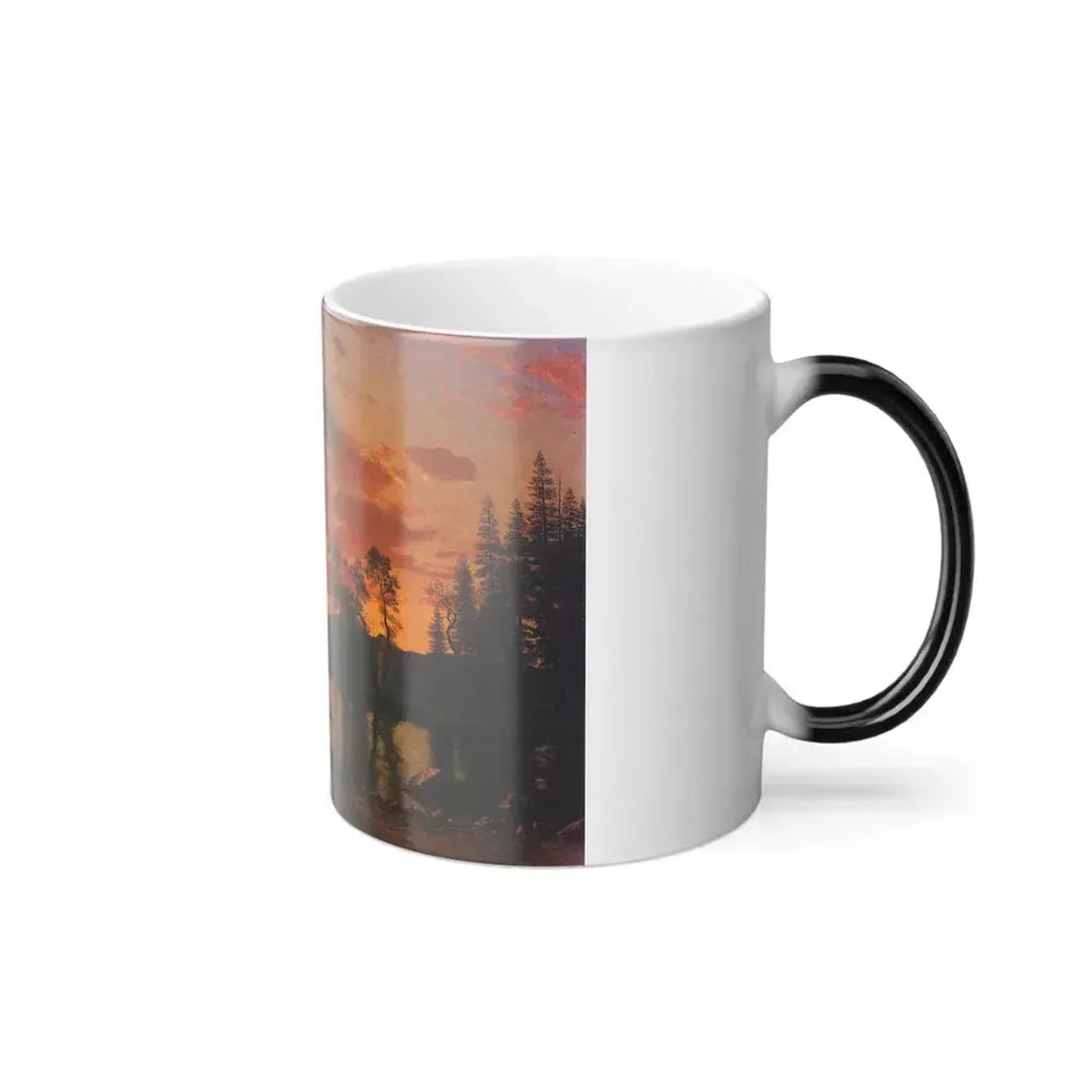 Albert Bierstadt (1830-1902) Sunset over the River - Oil on canvas - Color Changing Mug 11oz - Go Mug Yourself