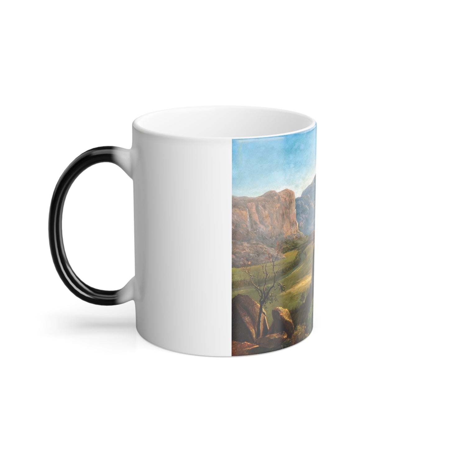 Albert Bierstadt (1830-1902) The Hetch Hetchy Valley - Oil on paper laid on board 1873 - Color Changing Mug 11oz-Go Mug Yourself