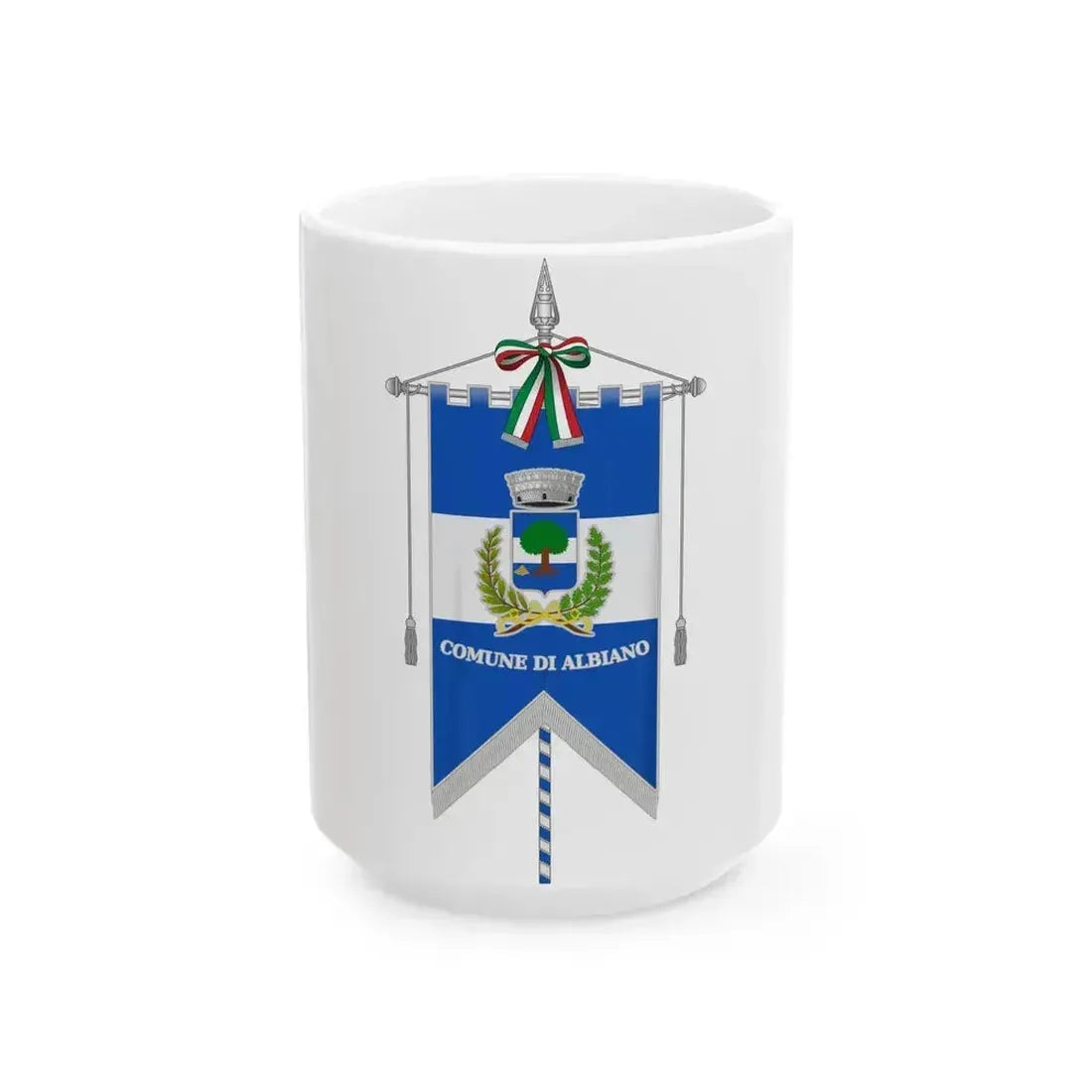 Albiano-Gonfalone (Italy) White Coffee Mug 15oz - Go Mug Yourself