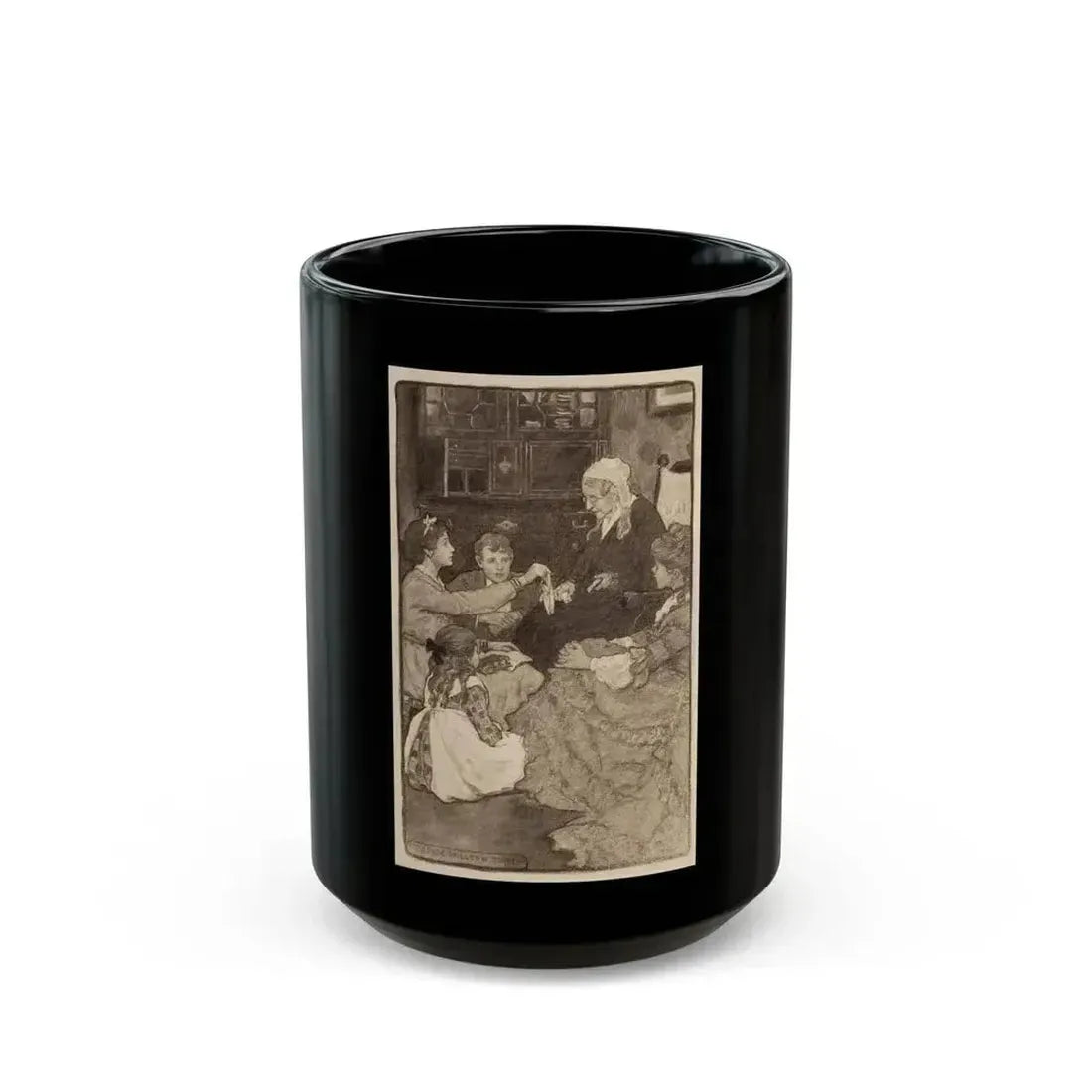 Alcott's Old Fashioned Girl, story illustration - Black Coffee Mug 15oz - Go Mug Yourself