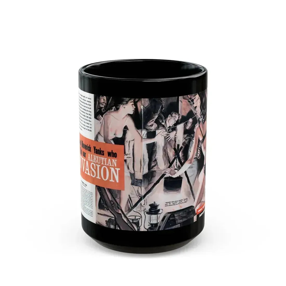 Aleutian Invasion, Male magazine, 1960 - Black Coffee Mug 15oz - Go Mug Yourself