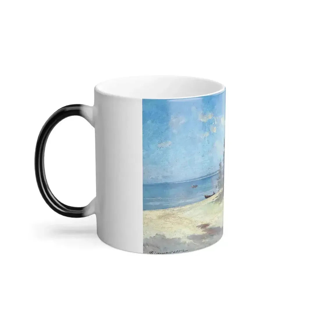 Alexander Karlovich Beggrov (1841-1914) The Beach at Bigaunciems, Livonia - Oil on Cardboard 1879 - Color Changing Mug 11oz - Go Mug Yourself