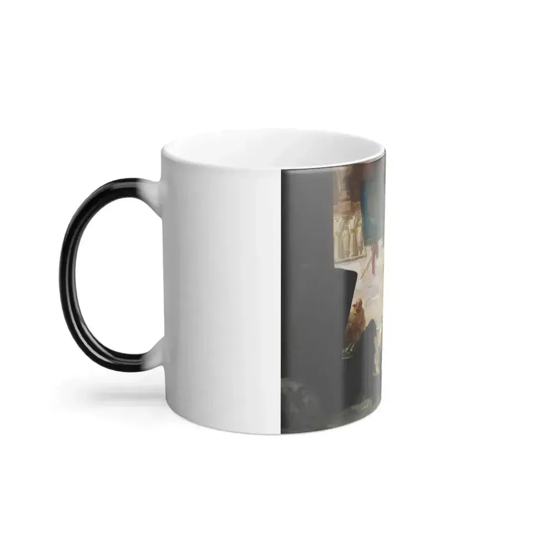 Alexandre Evariste Fragonard (1780-1850) Dramatic Scene with Monks in a Crypt - Oil on Canvas - Color Changing Mug 11oz - Go Mug Yourself