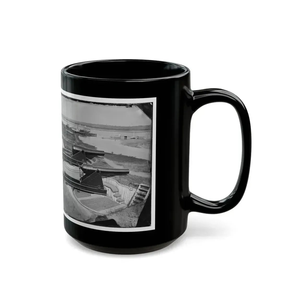 Alexandria, Va. Battery Rodgers At Hunting Creek And The Potomac; 8-In. Parrott Gun In Foreground; A Rodman Gun Beyond (U.S. Civil War) Black Coffee Mug - Go Mug Yourself