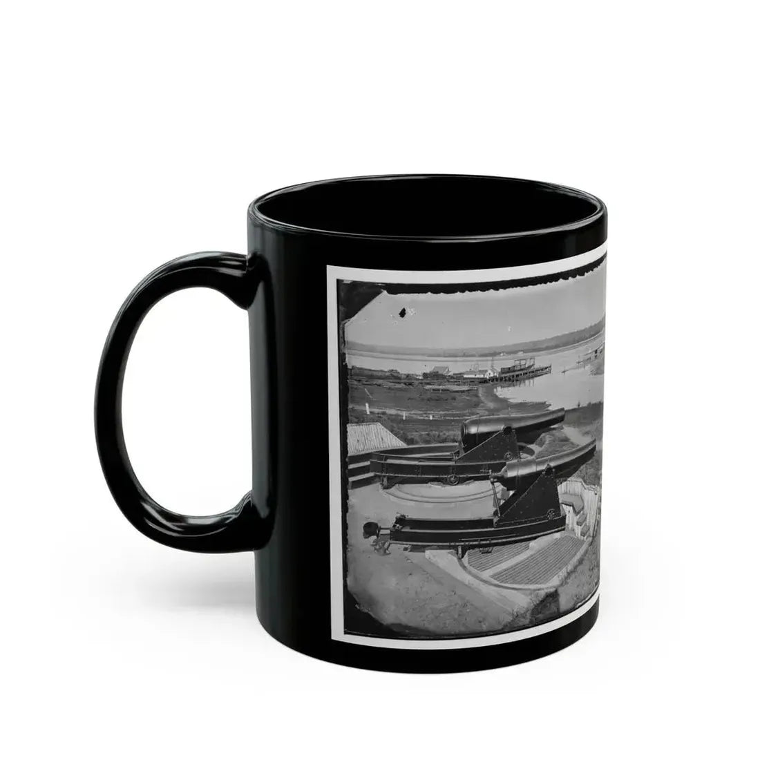 Alexandria, Va. Battery Rodgers At Hunting Creek And The Potomac; 8-In. Parrott Gun In Foreground; A Rodman Gun Beyond (U.S. Civil War) Black Coffee Mug - Go Mug Yourself