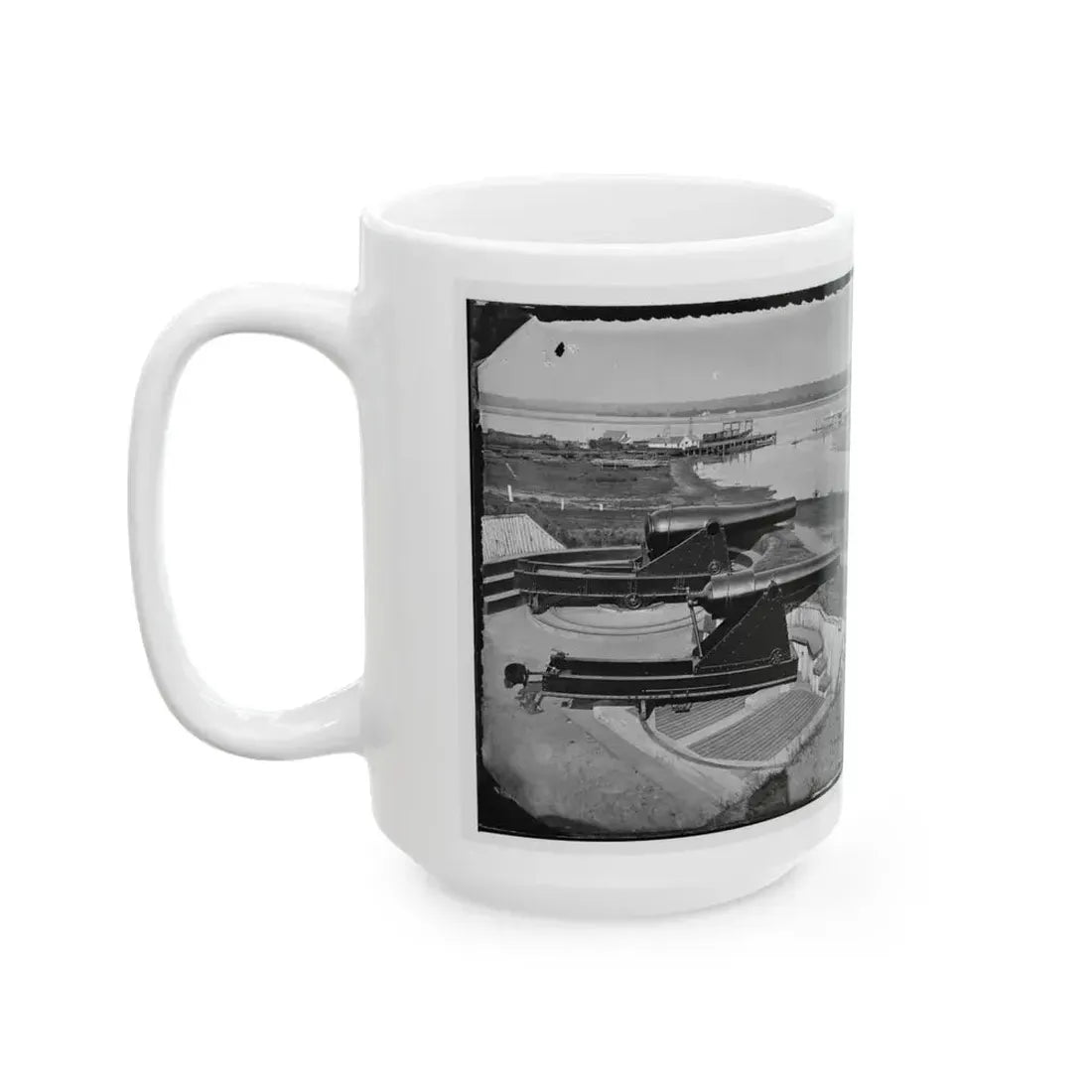 Alexandria, Va. Battery Rodgers At Hunting Creek And The Potomac; 8-In. Parrott Gun In Foreground; A Rodman Gun Beyond (U.S. Civil War) White Coffee Mug - Go Mug Yourself