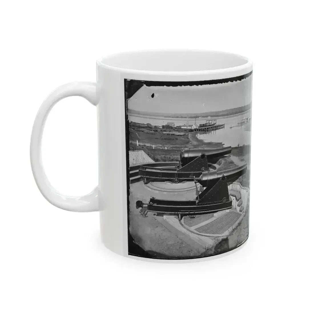 Alexandria, Va. Battery Rodgers At Hunting Creek And The Potomac; 8-In. Parrott Gun In Foreground; A Rodman Gun Beyond (U.S. Civil War) White Coffee Mug - Go Mug Yourself
