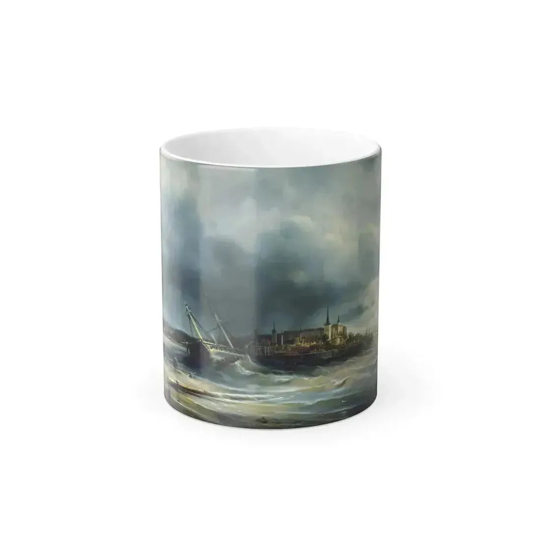 Alexei Petrovich Bogoliubov (1824-1896) View of Reval (Tallinn) - Oil on Canvas 1853 - Color Changing Mug 11oz 11oz - Go Mug Yourself