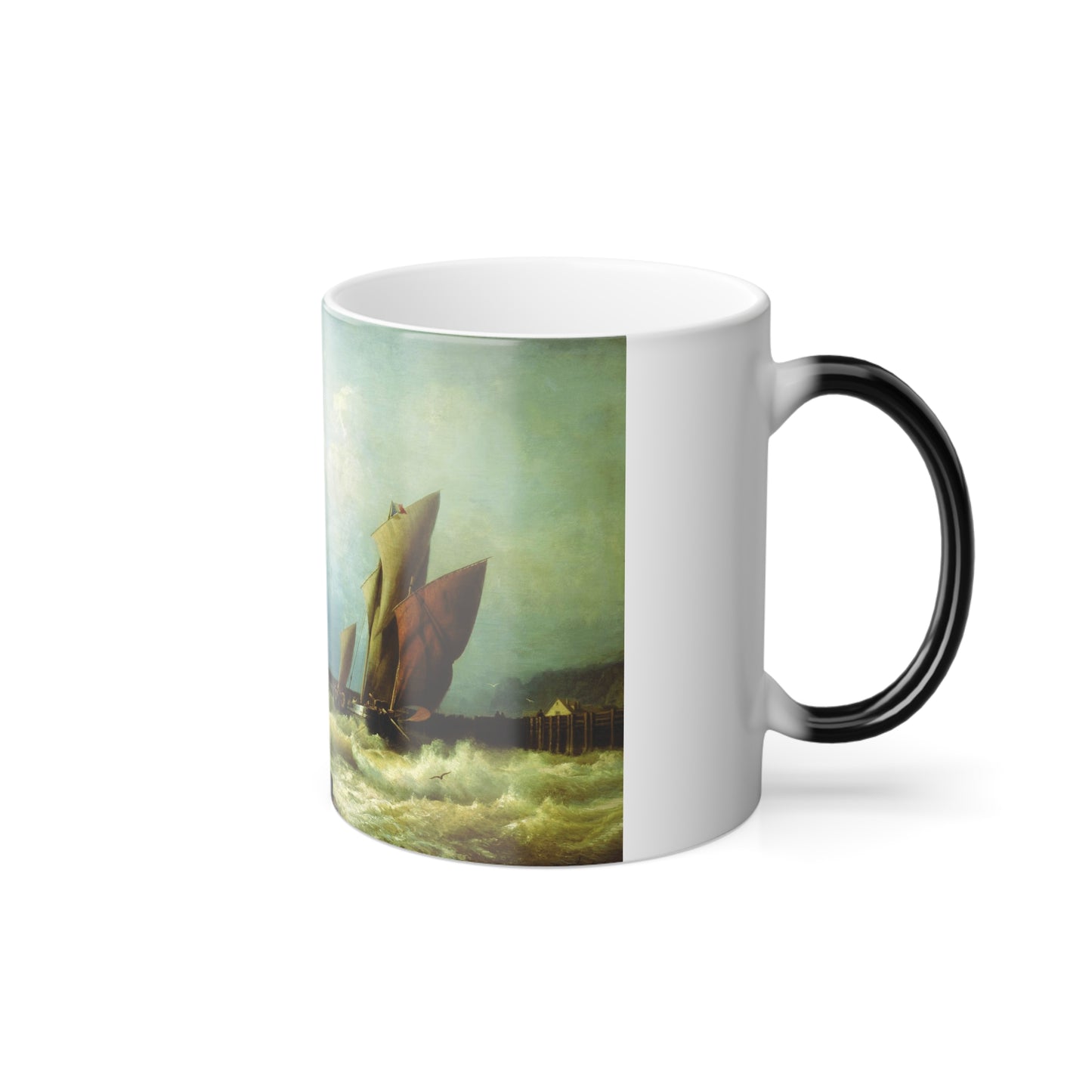 Alexey Petrovich Bogolyubov (1824-1896) Fishing vessel in a storm in the harbor of Saint Valery in Caux -0 - Color Changing Mug 11oz-Go Mug Yourself