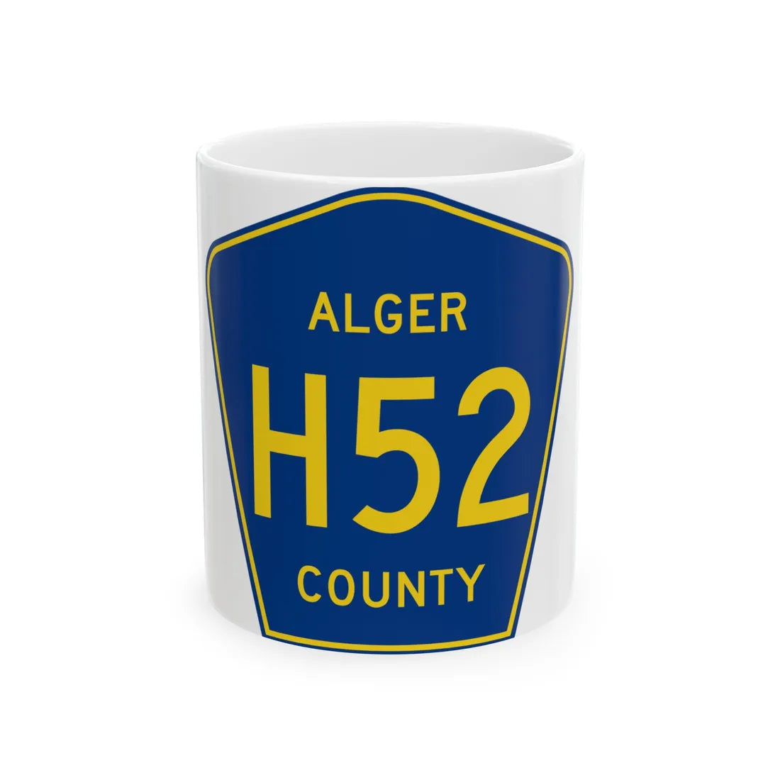 Alger County H-52 (Michigan) (Road Sign) White Coffee Mug 11oz - Go Mug Yourself