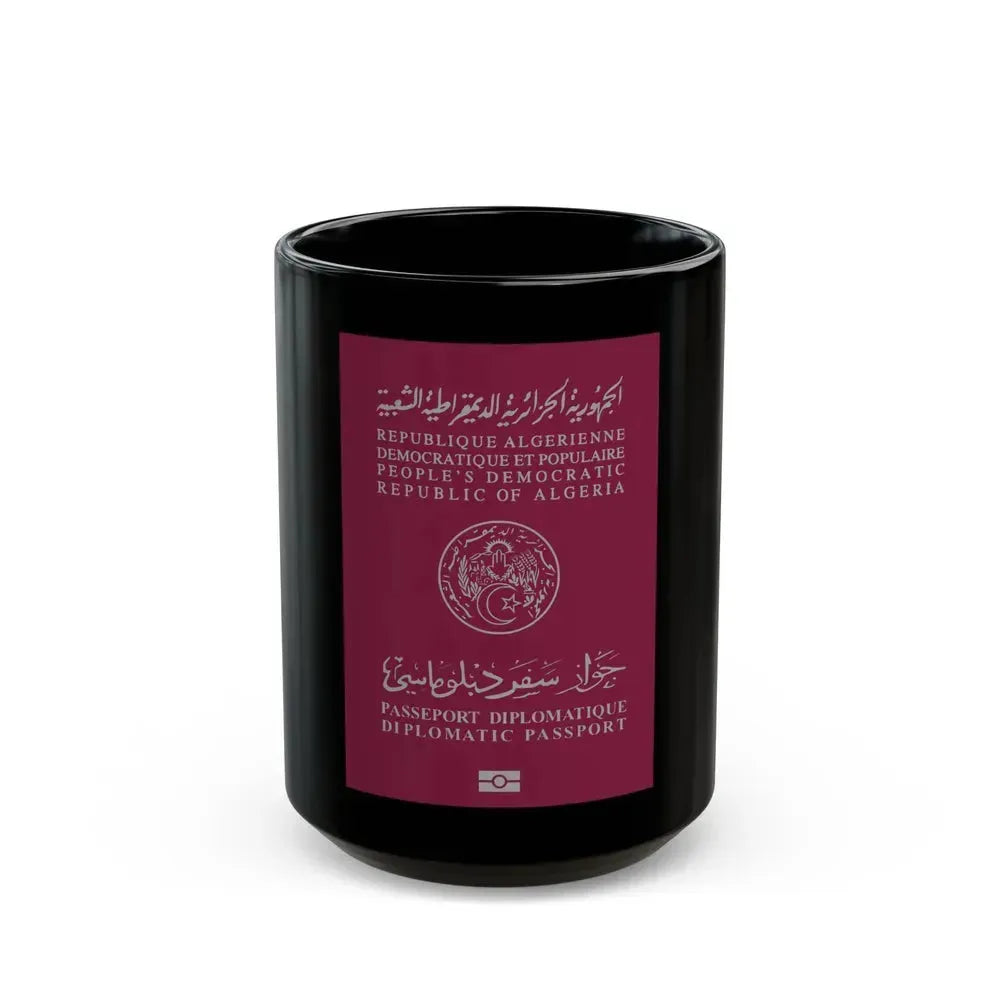Algerian Electronic Biometric Diplomatic Passport - Black Coffee Mug 15oz - Go Mug Yourself