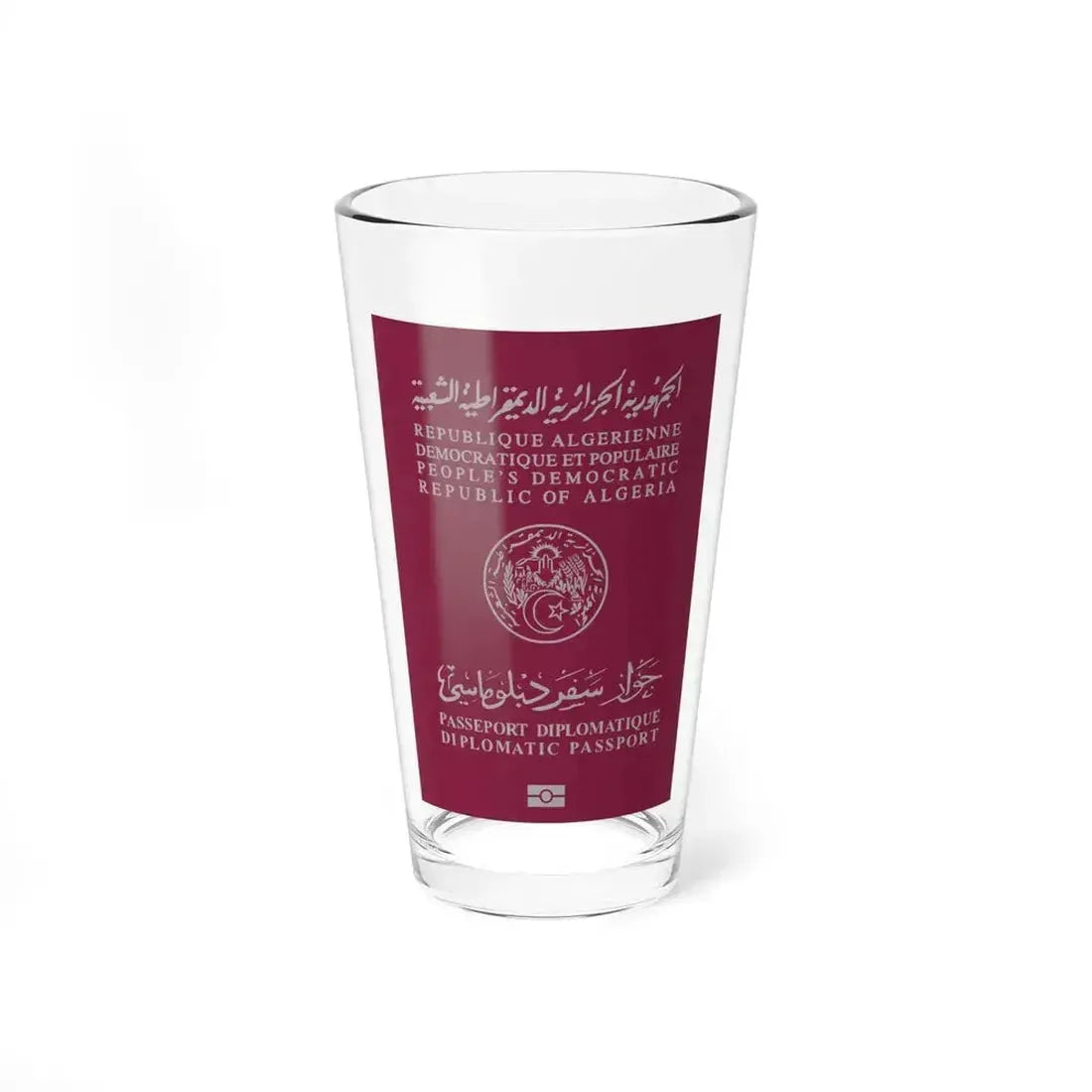 Algerian Electronic Biometric Diplomatic Passport - Pint Glass 16oz 16oz - Go Mug Yourself