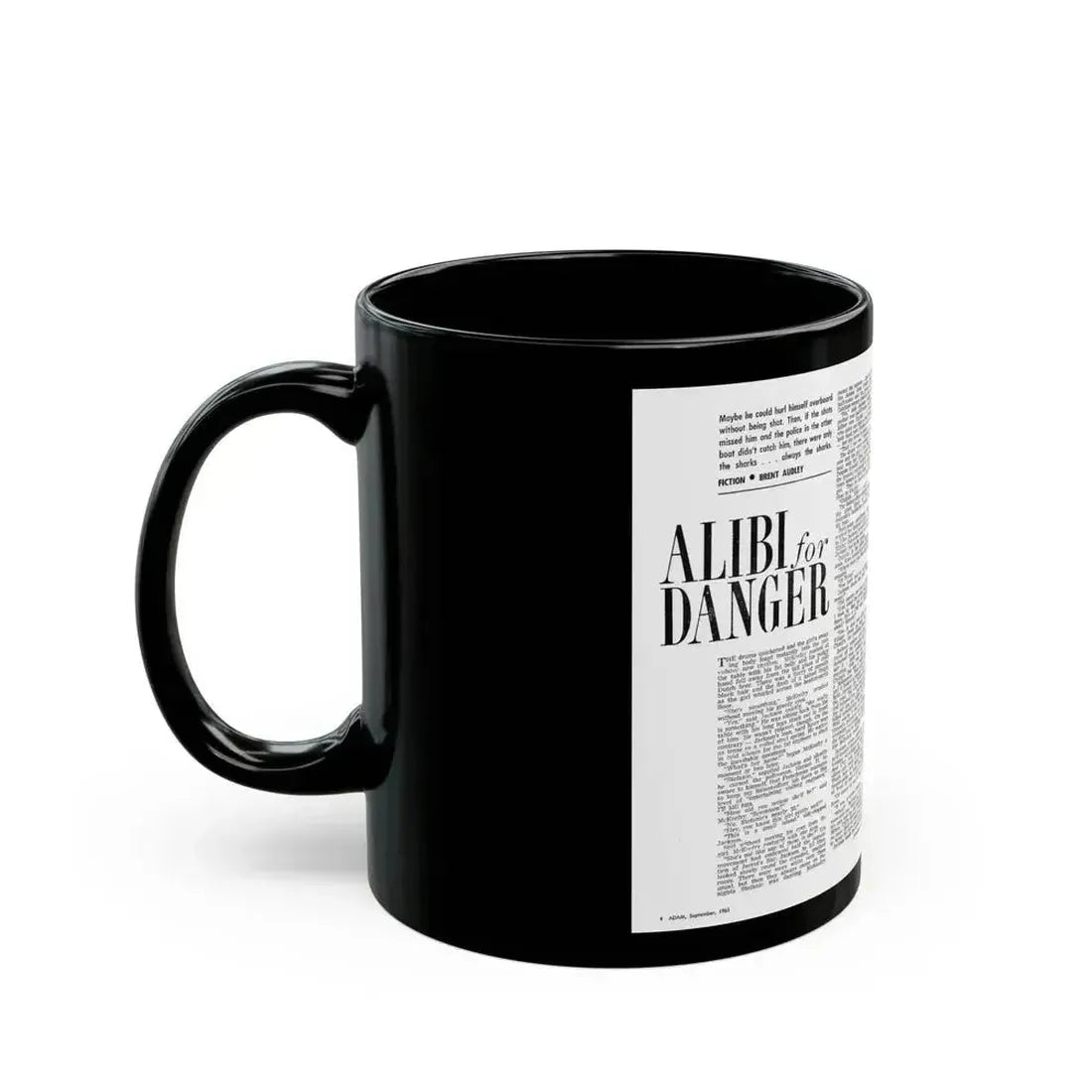 Alibi for Danger, Adam magazine, September 1963 - Black Coffee Mug - Go Mug Yourself