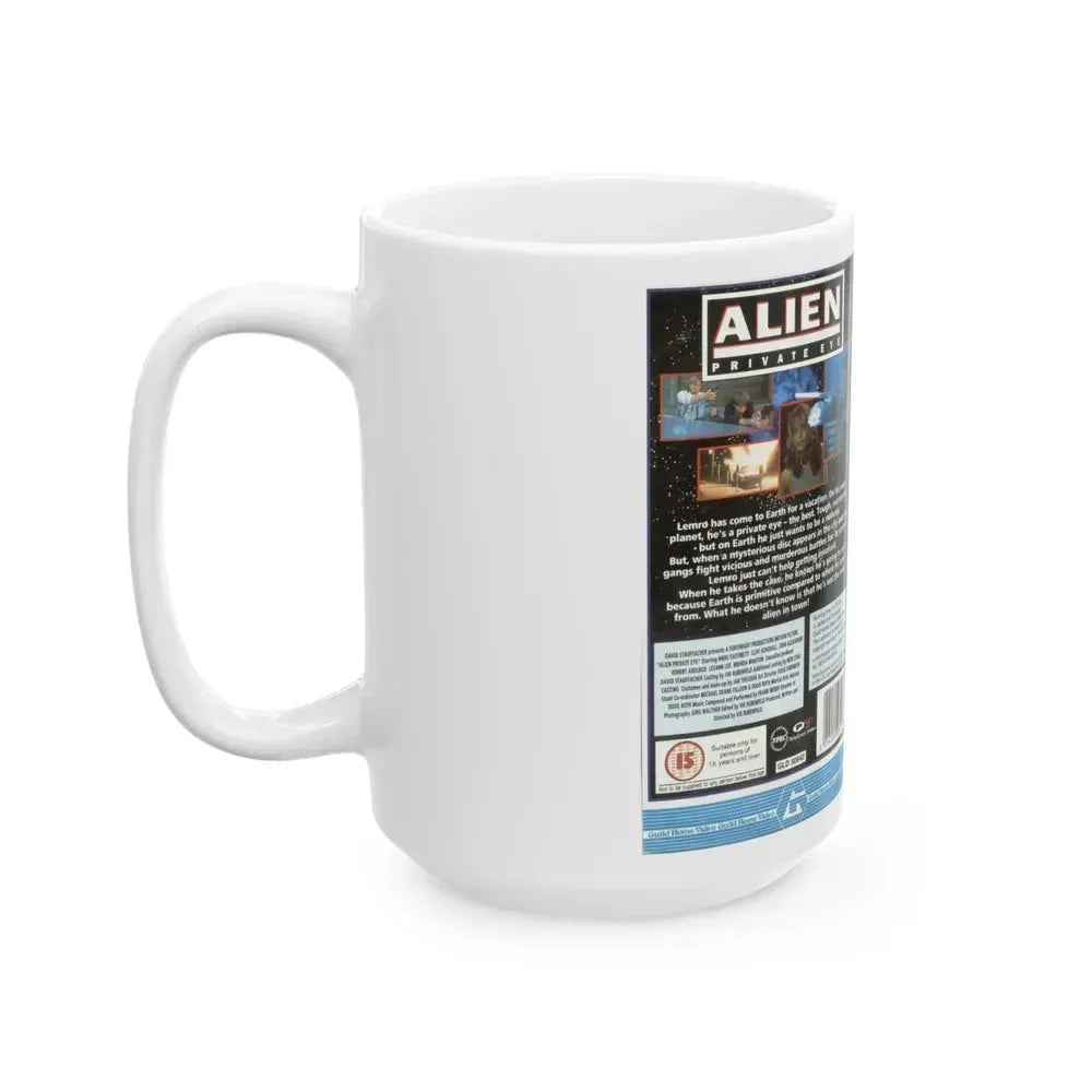 ALIEN PRIVATE EYE (VHS COVER) - White Coffee Mug - Go Mug Yourself