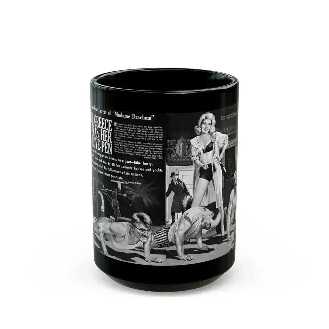 All Greece Was Her Love-Pen, Bluebook magazine, Aug 1963 - Black Coffee Mug 15oz - Go Mug Yourself
