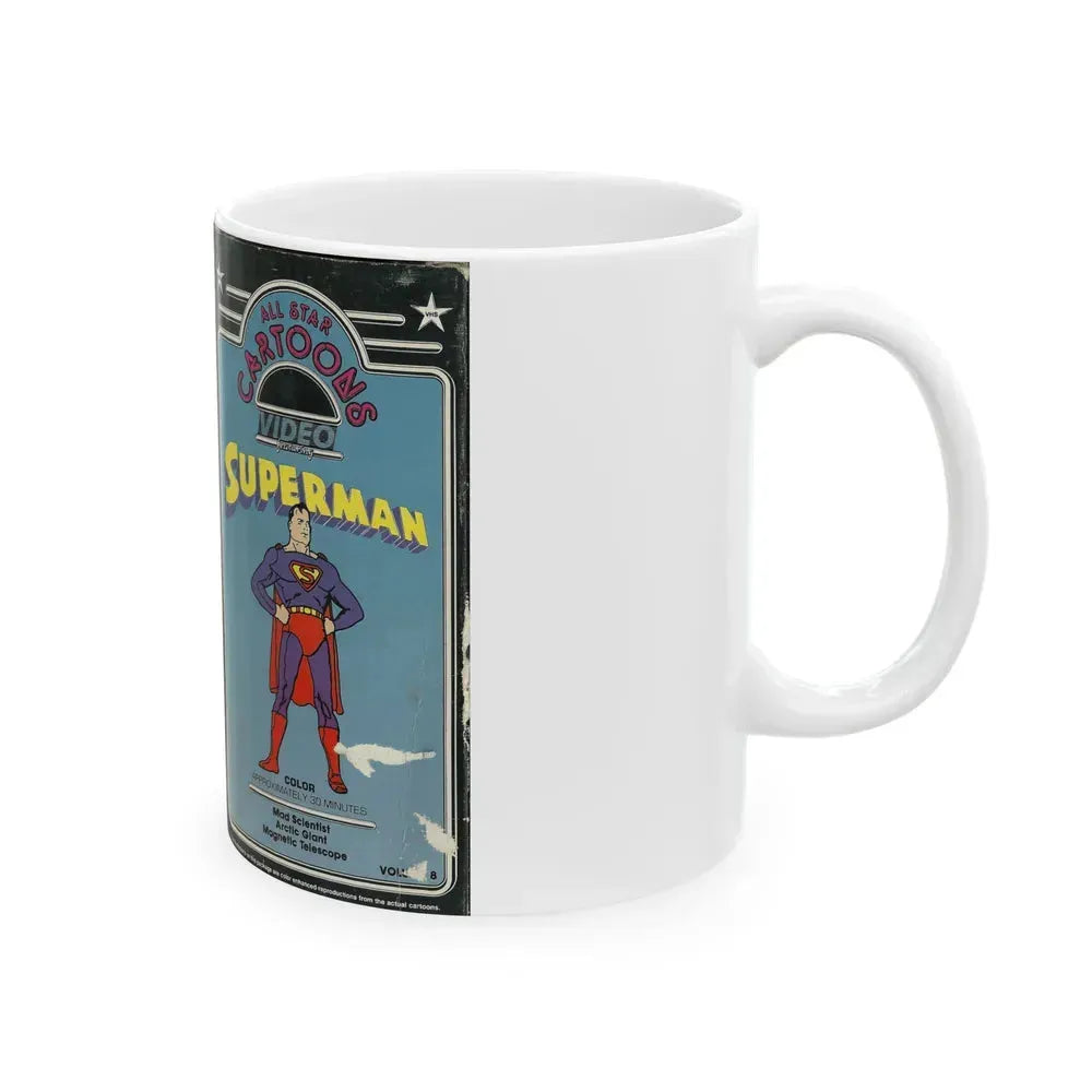 ALL STAR CARTOONS VIDEO FEATURING SUPERMAN (VHS COVER) - White Coffee Mug - Go Mug Yourself