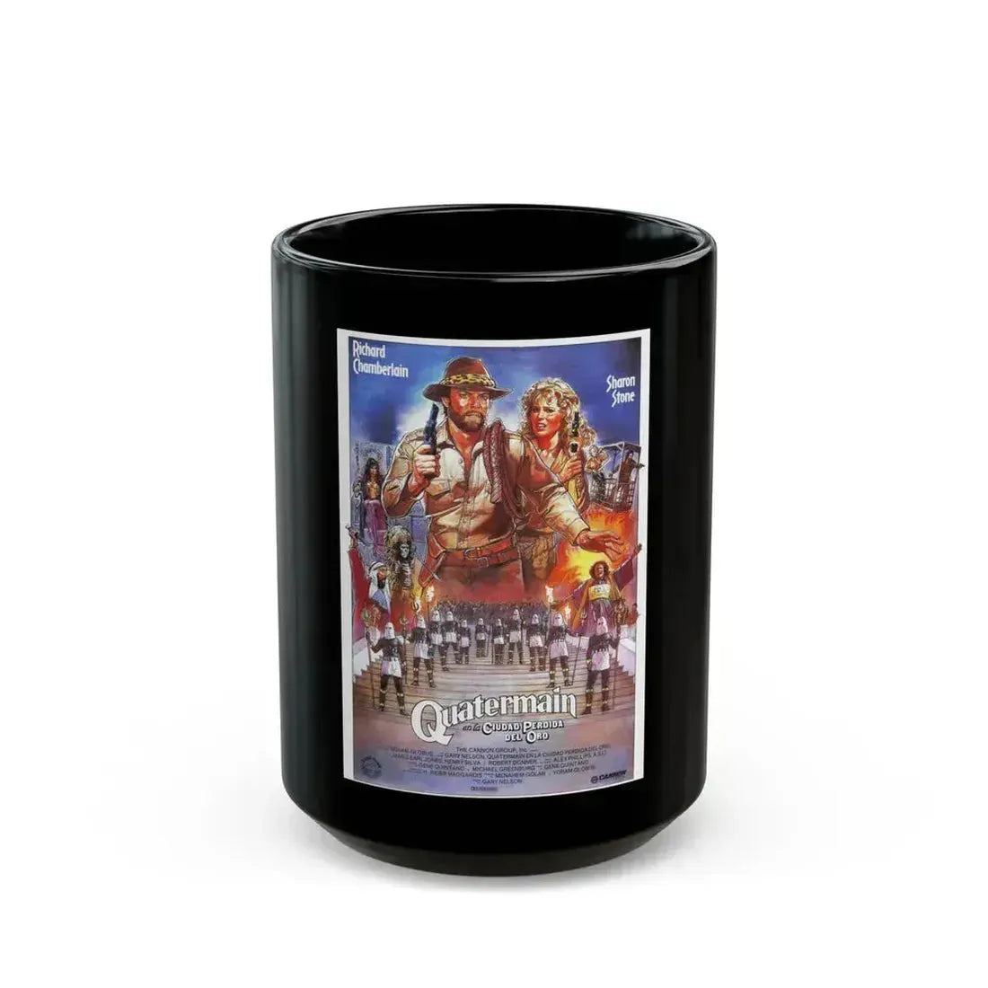 ALLAN QUATERMAIN AND THE LOST CITY OF GOLD 1986 Movie Poster - Black Coffee Mug 15oz - Go Mug Yourself