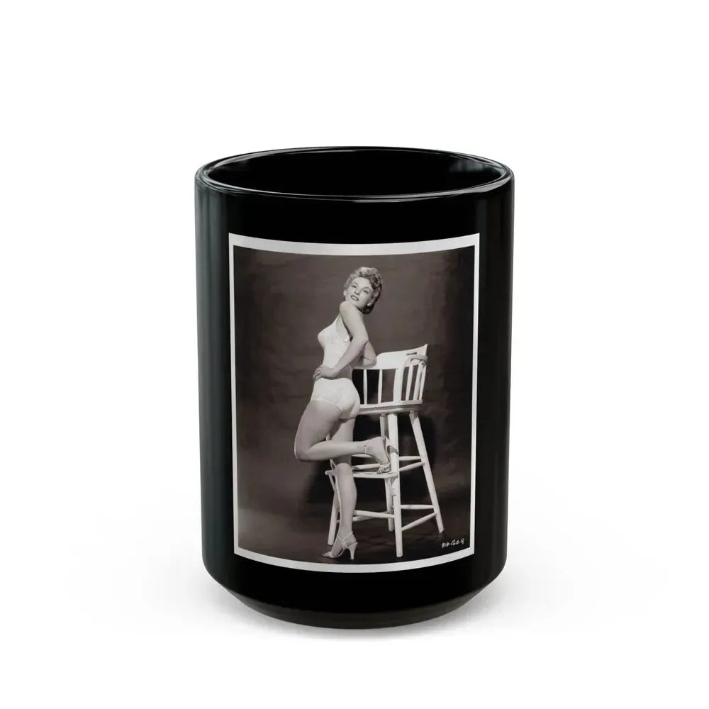 Allison Hayes #04 - 8x10 B&W Full Body 1 Piece Swimsuit Cheesecake Photo (Vintage Female Icon) Black Coffee Mug 15oz - Go Mug Yourself