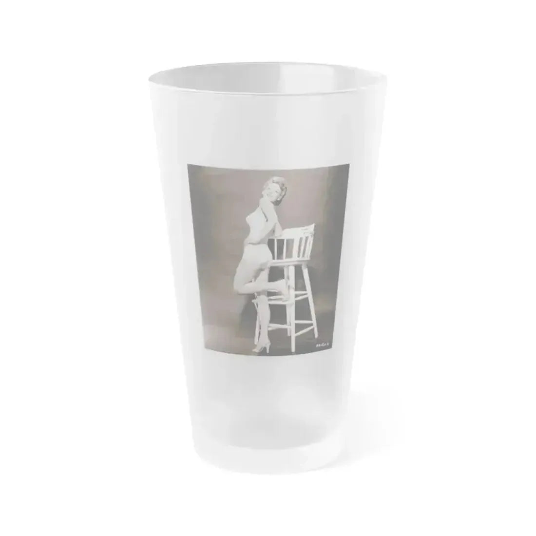Allison Hayes #04 - 8x10 B&W Full Body 1 Piece Swimsuit Cheesecake Photo (Vintage Female Icon) Frosted Pint Glass 16oz 16oz Frosted - Go Mug Yourself