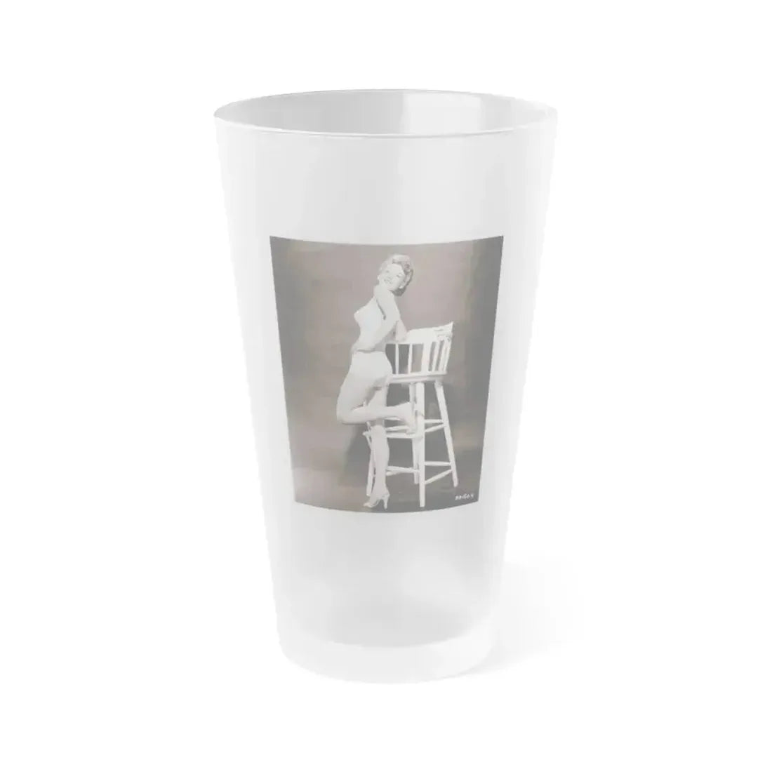Allison Hayes #04 - 8x10 B&W Full Body 1 Piece Swimsuit Cheesecake Photo (Vintage Female Icon) Frosted Pint Glass 16oz 16oz Frosted - Go Mug Yourself
