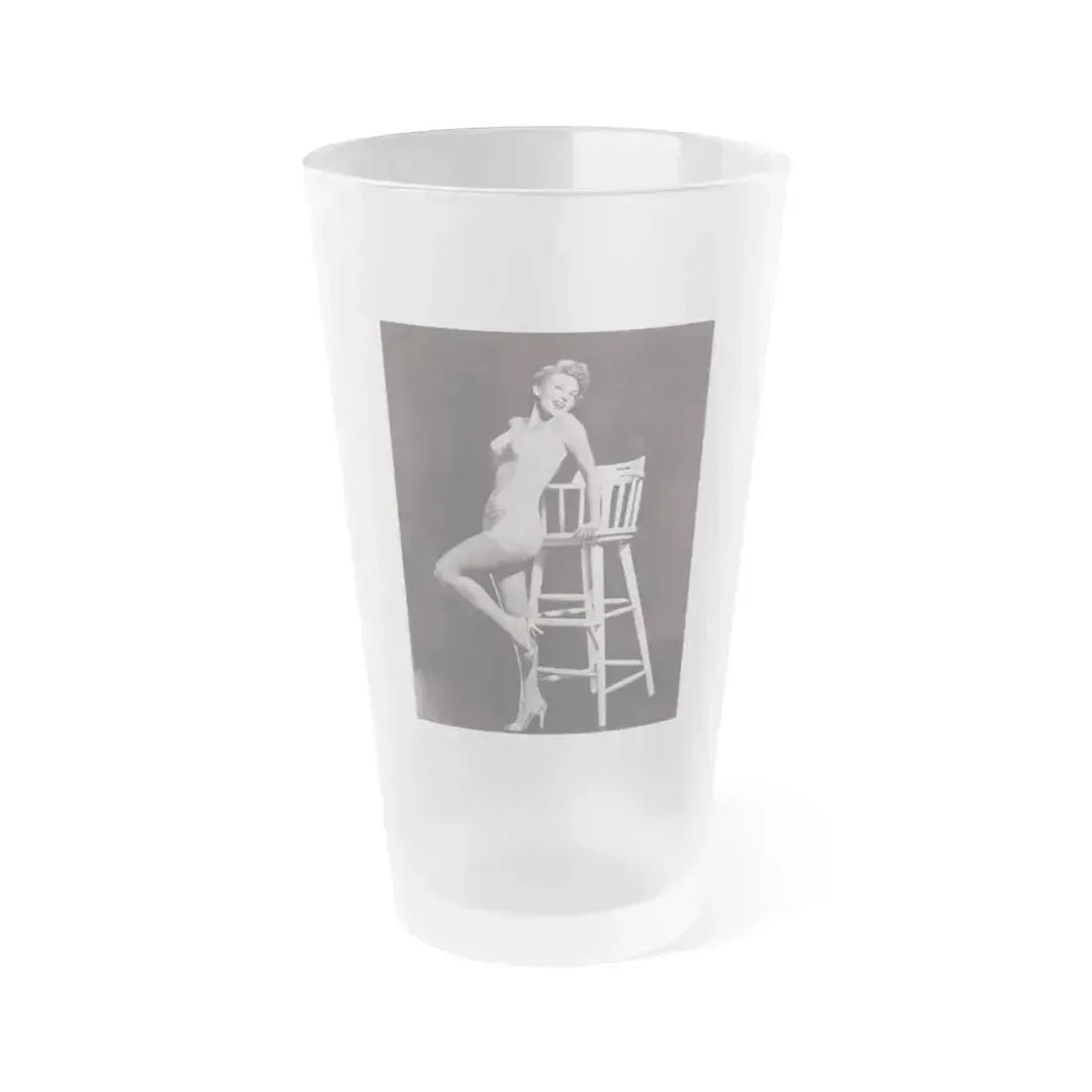 Allison Hayes #05 - 8x10 B&W Full Body 1 Piece Swimsuit Cheesecake Photo (Vintage Female Icon) Frosted Pint Glass 16oz 16oz Frosted - Go Mug Yourself