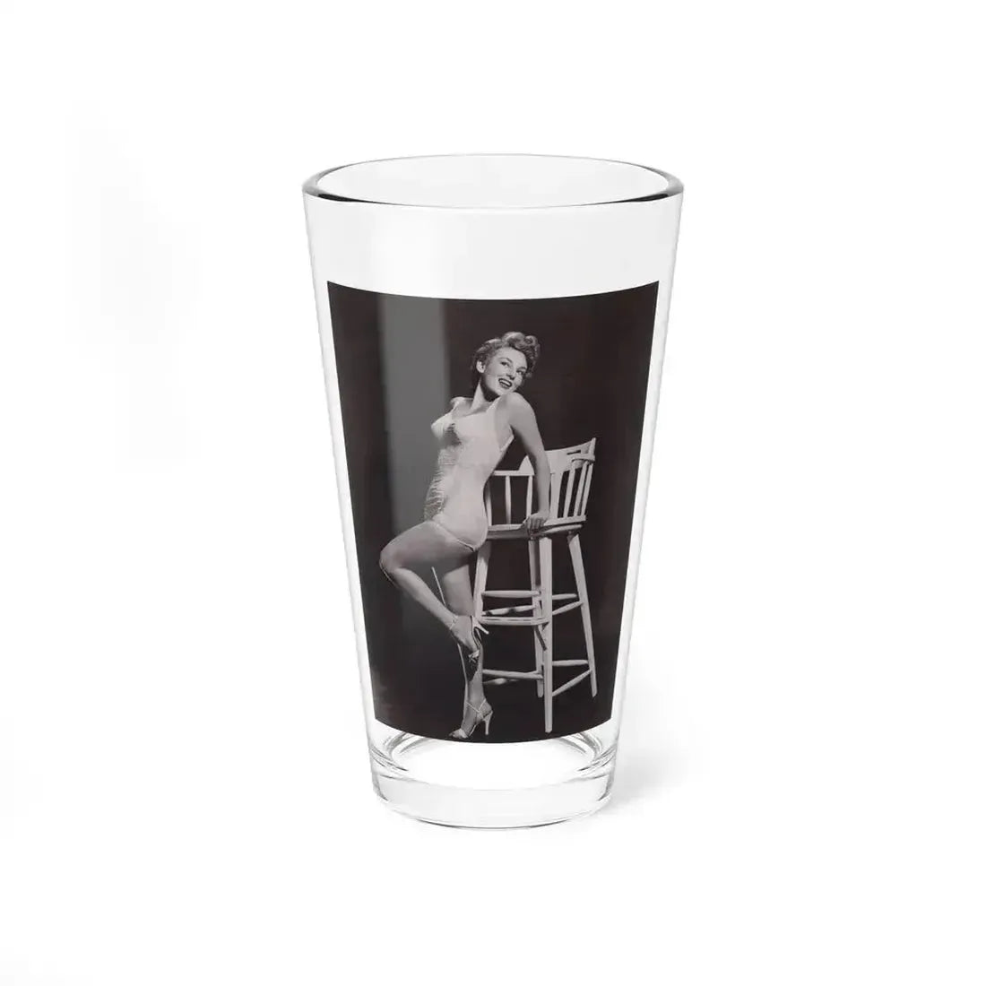 Allison Hayes #05 - 8x10 B&W Full Body 1 Piece Swimsuit Cheesecake Photo (Vintage Female Icon) Pint Glass 16oz 16oz - Go Mug Yourself