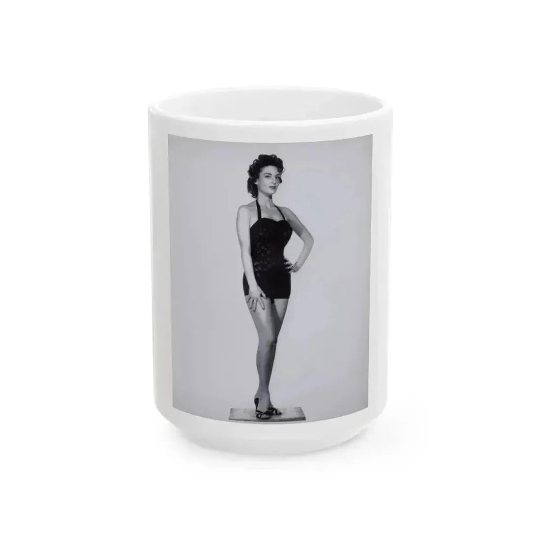 Allison Hayes #101 - Full Body 8x10 B&W HQ Photo Re-Print One Piece Swimsuit Cheesecake Pin-Up Promo Pic (Vintage Female Icon) White Coffee Mug 15oz - Go Mug Yourself