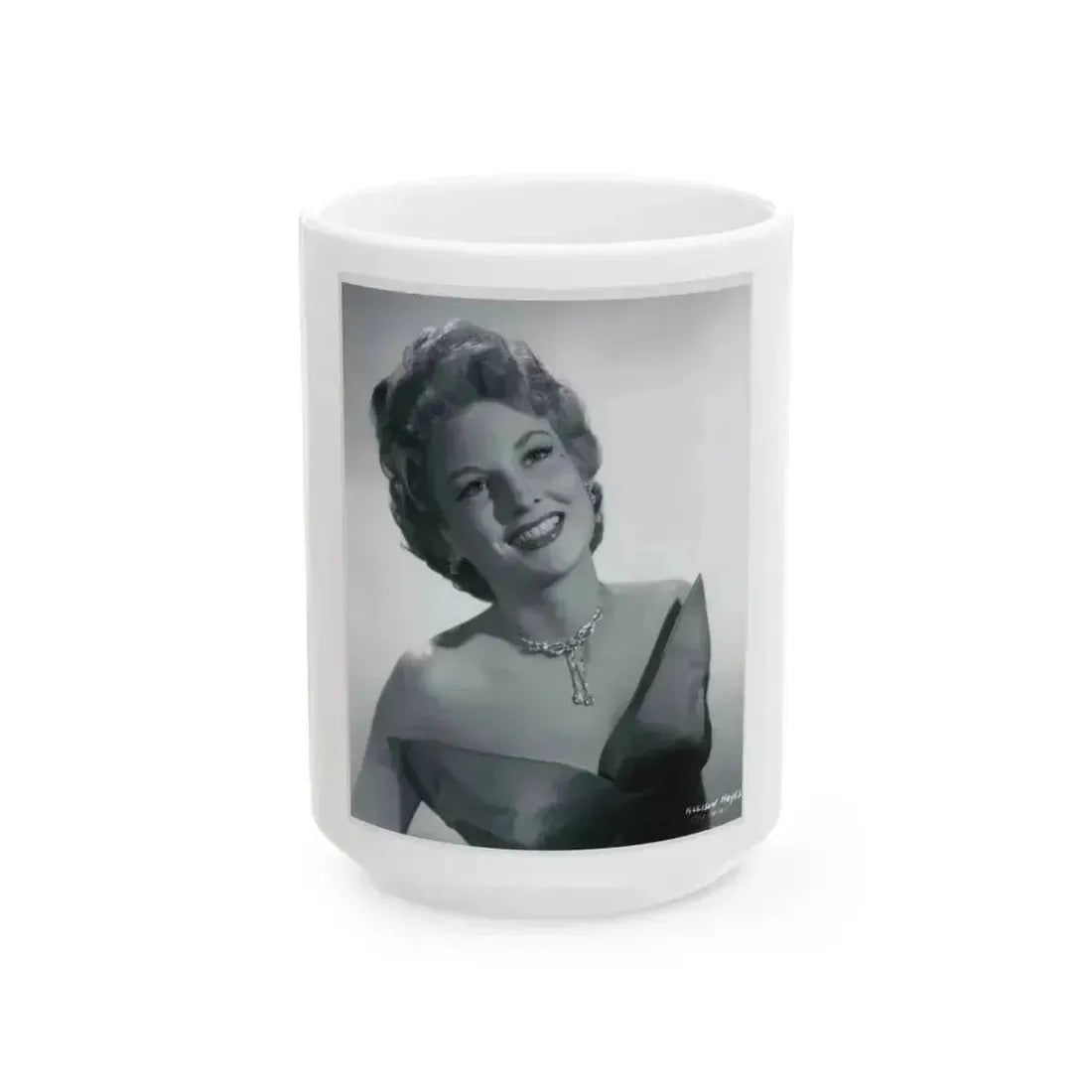 Allison Hayes #102 - Upper Body 8x10 B&W HQ Re-Print Glamour Promo Photo from Archival Negative (Vintage Female Icon) White Coffee Mug 15oz - Go Mug Yourself