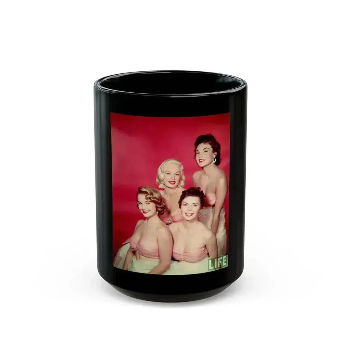 Allison Hayes #111 - Allison with, Mamie Van Doren & 2 Others (Vintage Female Icon) Black Coffee Mug 15oz - Go Mug Yourself