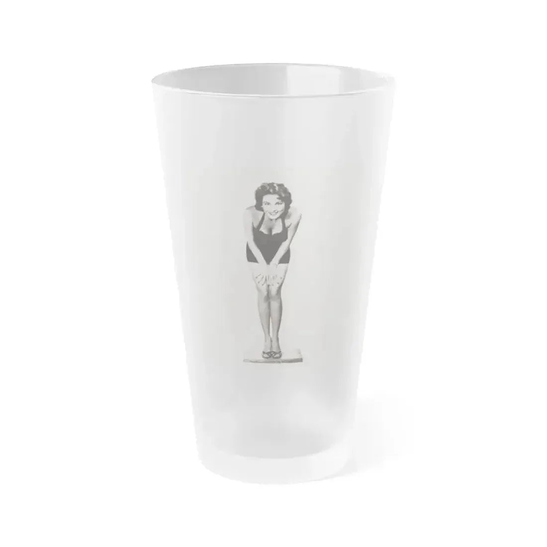 Allison Hayes #123 - Vintage 8x10 B&W Full Body Swimsuit Cheesecake Photo 2 (Vintage Female Icon) Frosted Pint Glass 16oz 16oz Frosted - Go Mug Yourself
