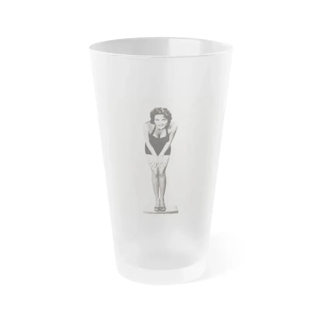 Allison Hayes #123 - Vintage 8x10 B&W Full Body Swimsuit Cheesecake Photo 2 (Vintage Female Icon) Frosted Pint Glass 16oz 16oz Frosted - Go Mug Yourself
